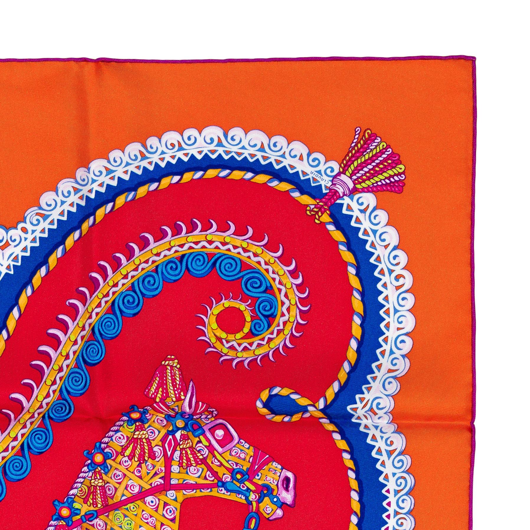 ¡¡Hermes Bufanda - Paperoles - Rojo Naranja - Nuevo - Raro!! en venta 5