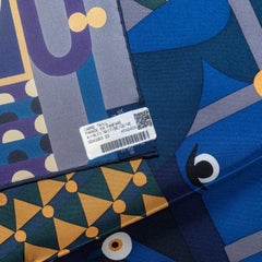 Hermes Scarf Parade en Fanfare – Bleu Nuit – Beige - New Store Tag