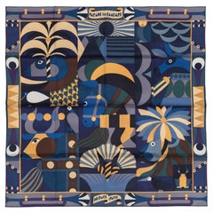 Hermes Scarf Parade en Fanfare – Bleu Nuit – Beige - New Store Tag