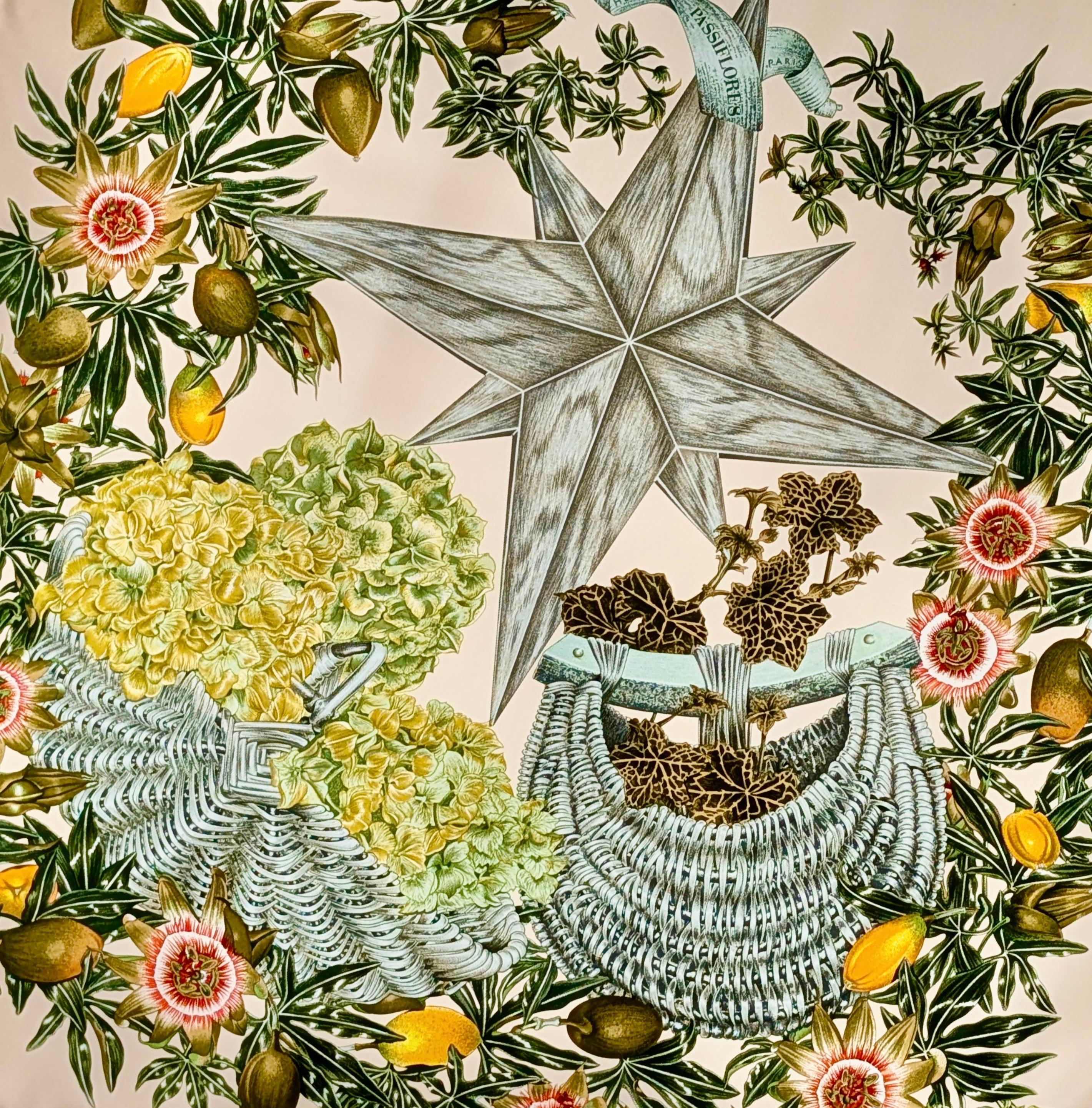 HERMÈS bufanda PASSIFLORES Beige en venta