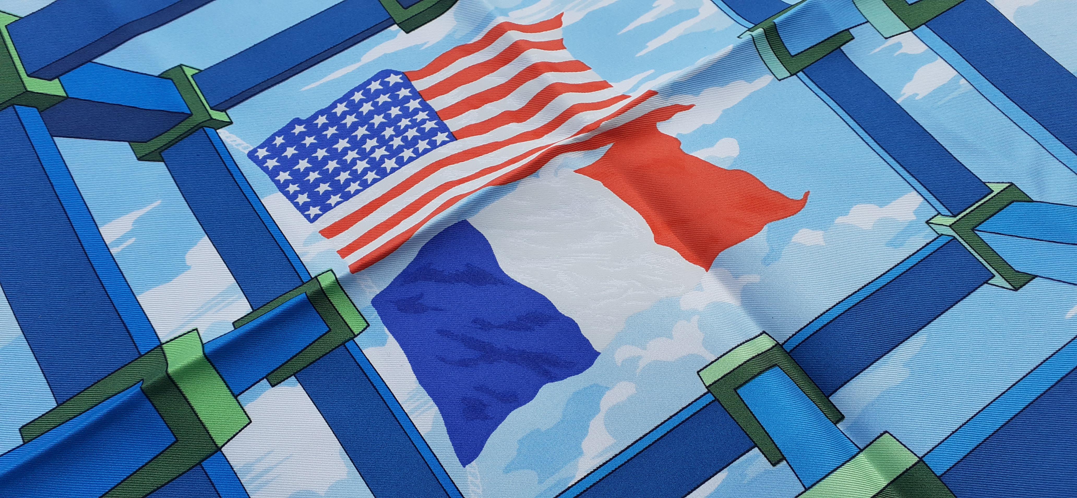 Women's or Men's Hermès Scarf Perspectives Special Edition Bicentenary Independence Day USA 1776 For Sale