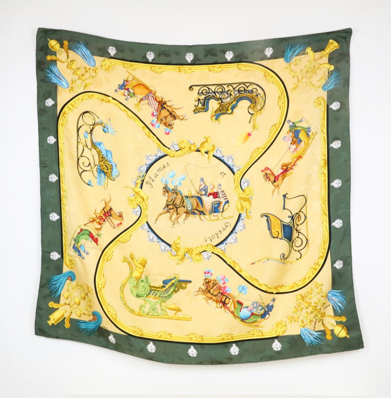 Hermes Scarf Plumes In Excellent Condition For Sale In Bridgehampton, NY