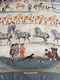 Hermès foulard PRESENTATION HERMES de CHEVAUX 1980 LeDoux Philippe Foulard en soie