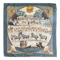 Hermès scarf PRESENTATION HERMES de CHEVAUX 1980 Ledoux Philippe Foulard en soie