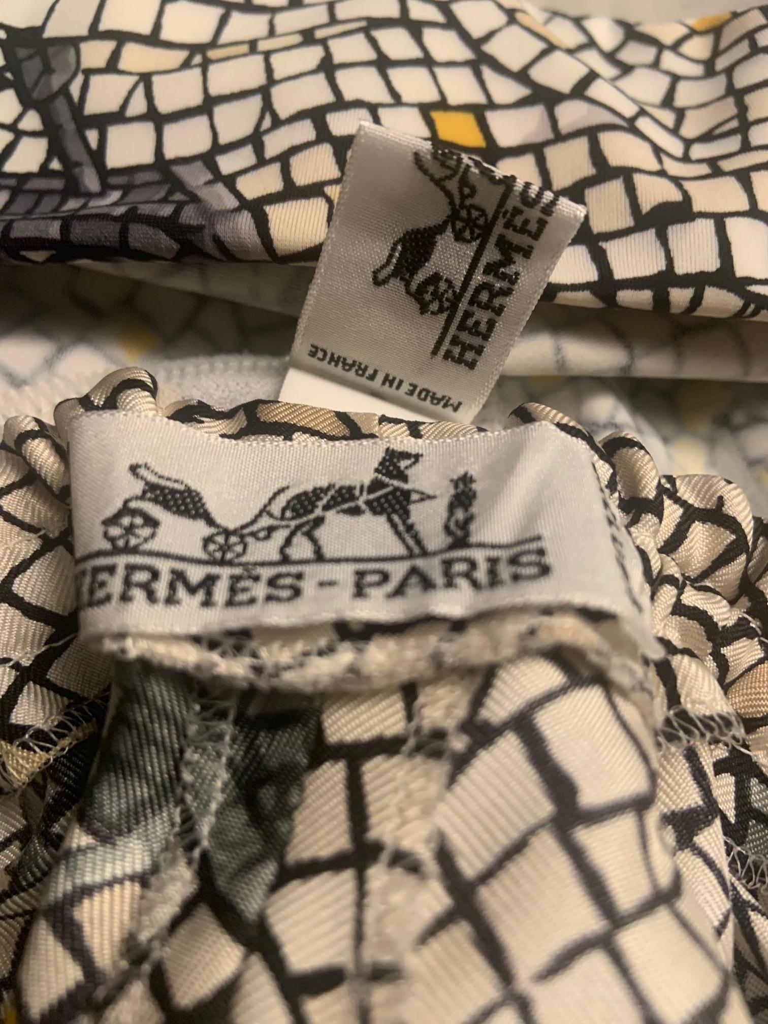 Hermes Scarf Print Bathing Suit and Matching Scarf Print Silk Drawstring Pants 9