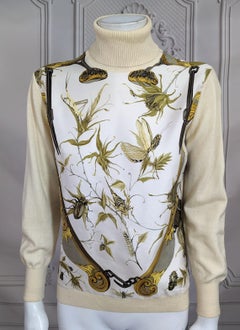 Hermes Scarf Print Pullover Sweater