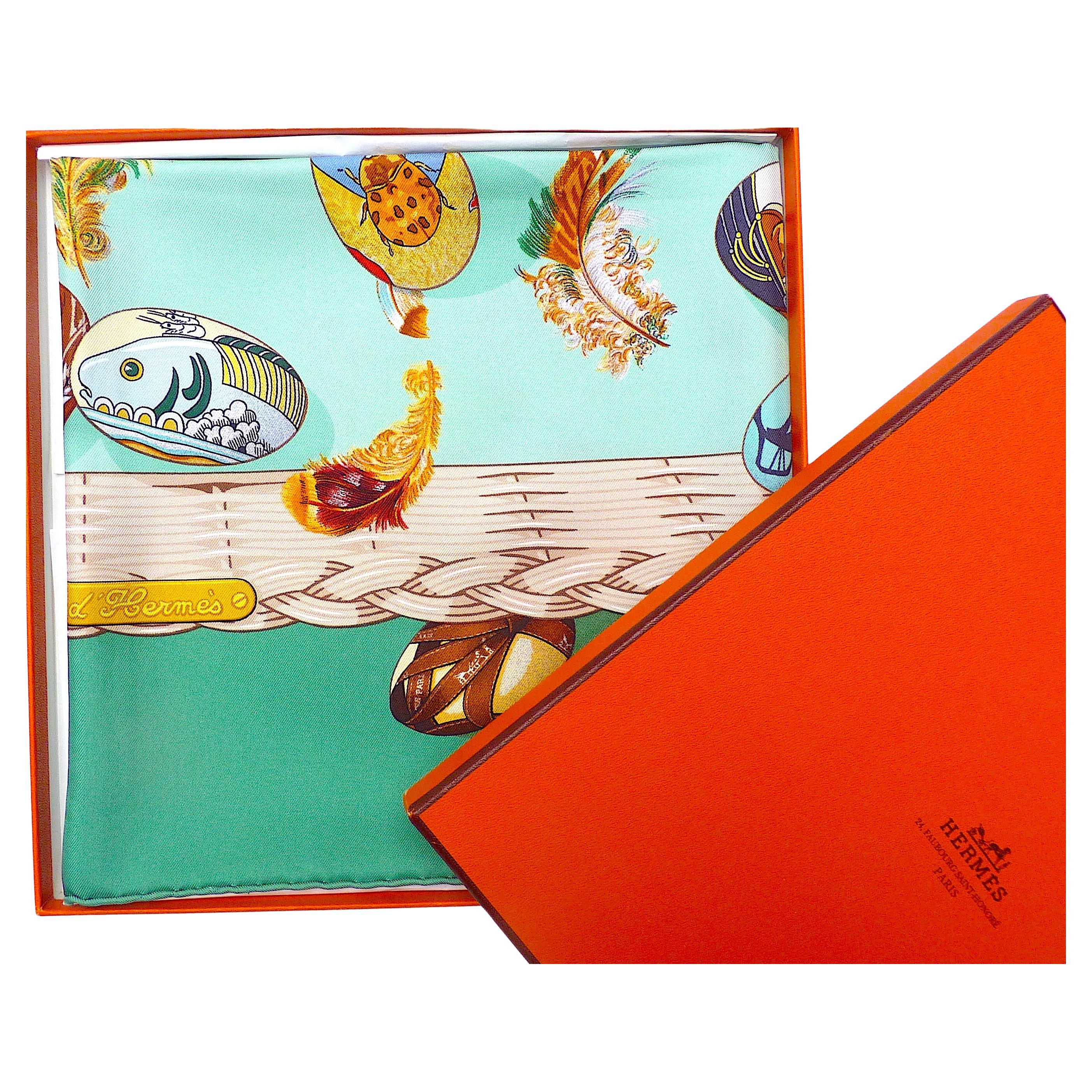 Hermes Scarf PRISTINE CONDITION "Couvée d'Hermès" with Hermes Box By Caty Latham
