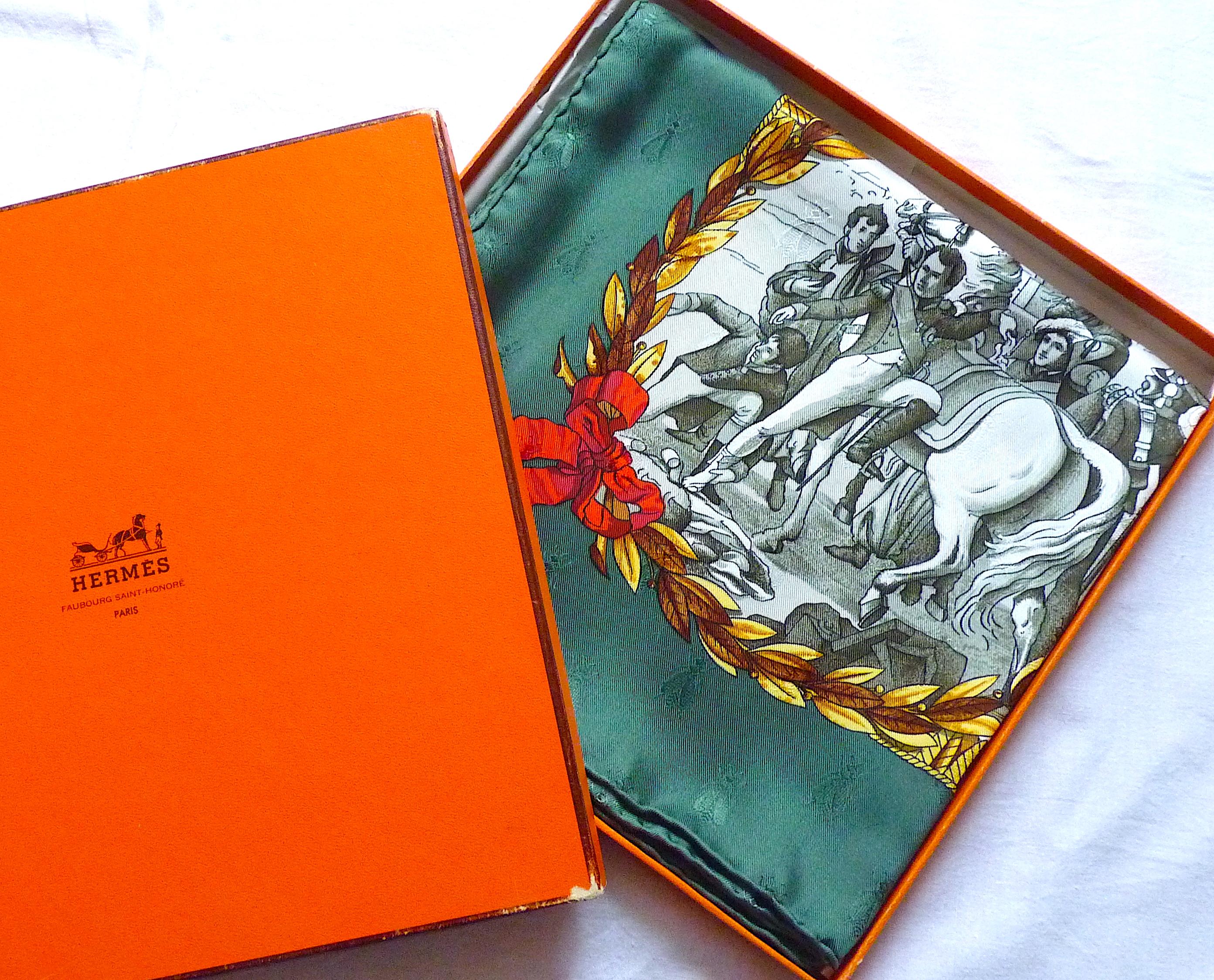 Hermes Scarf Rare Special Edition Napoléon pour Courvoisier New in Box For Sale 4