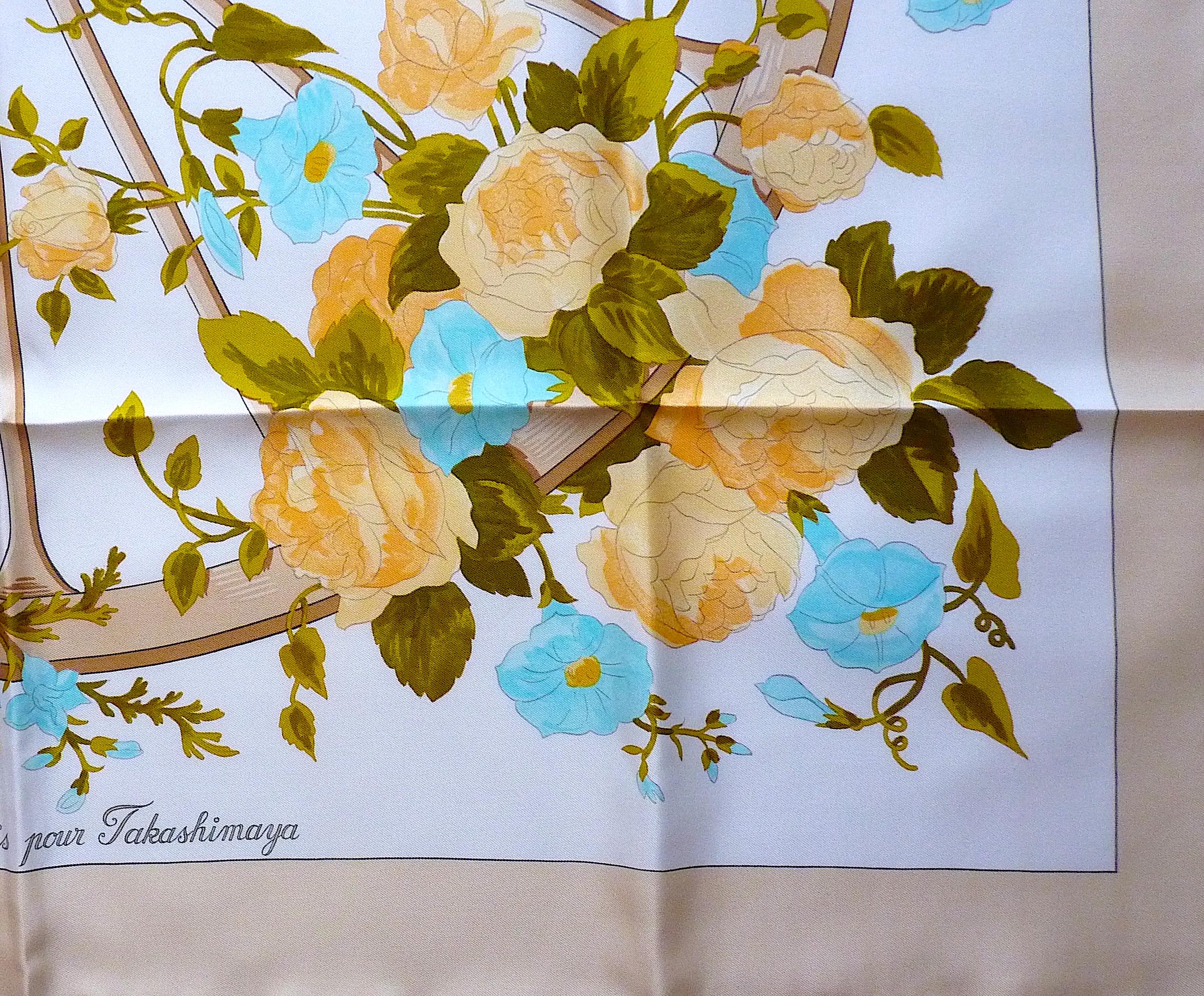 Hermes Scarf Special Edition Romantique for Takashimaya in 1973 1