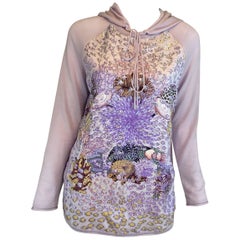 Hermes Scarf Sea Print Hooded Sweater Blouse