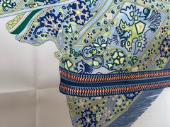 Hermes Scarf Selle Des Steppes Blue Ciel New 90