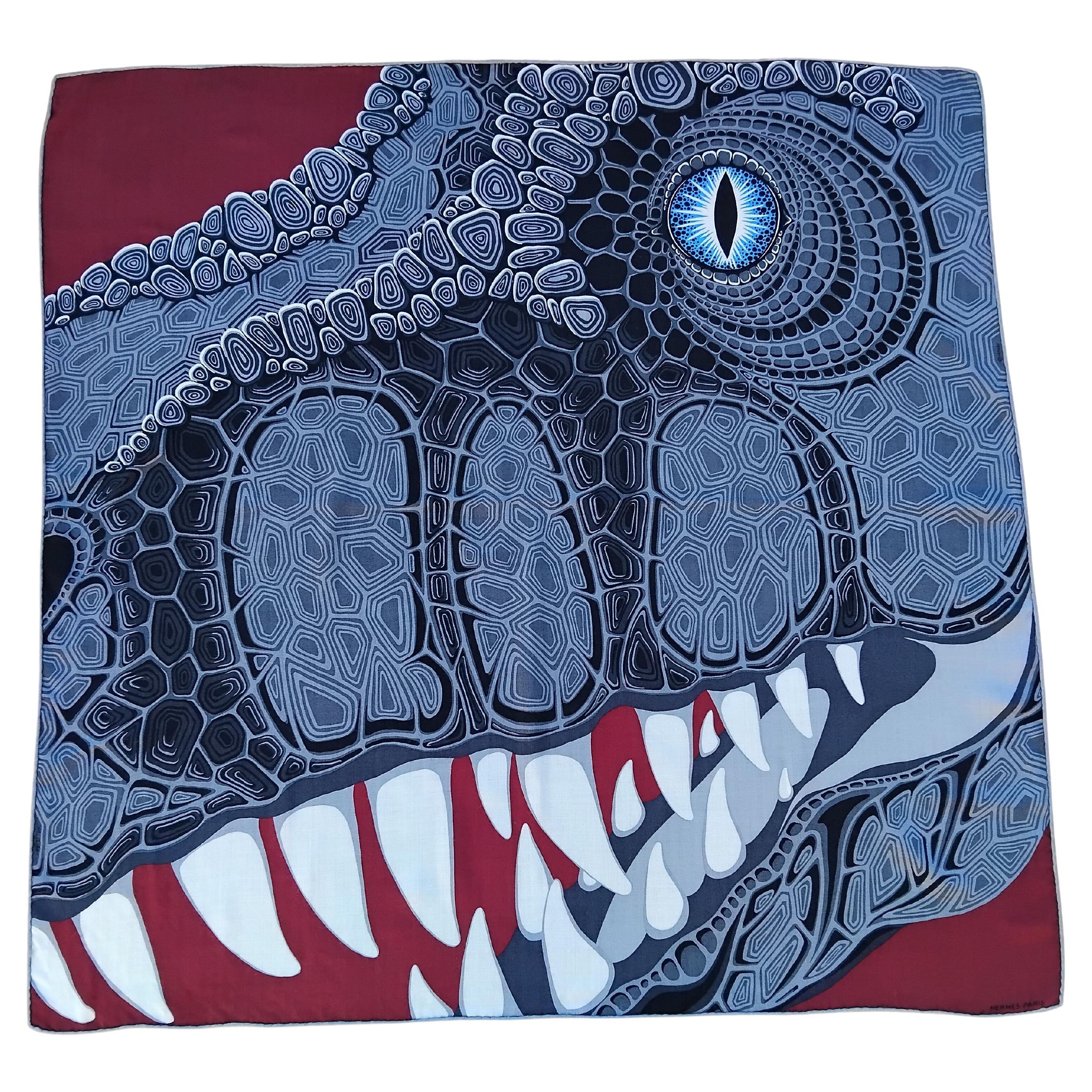 Hermès Scarf Shawl AAAAARGH! T-Rex Dinosaur Shirley Cashmere 100 cm