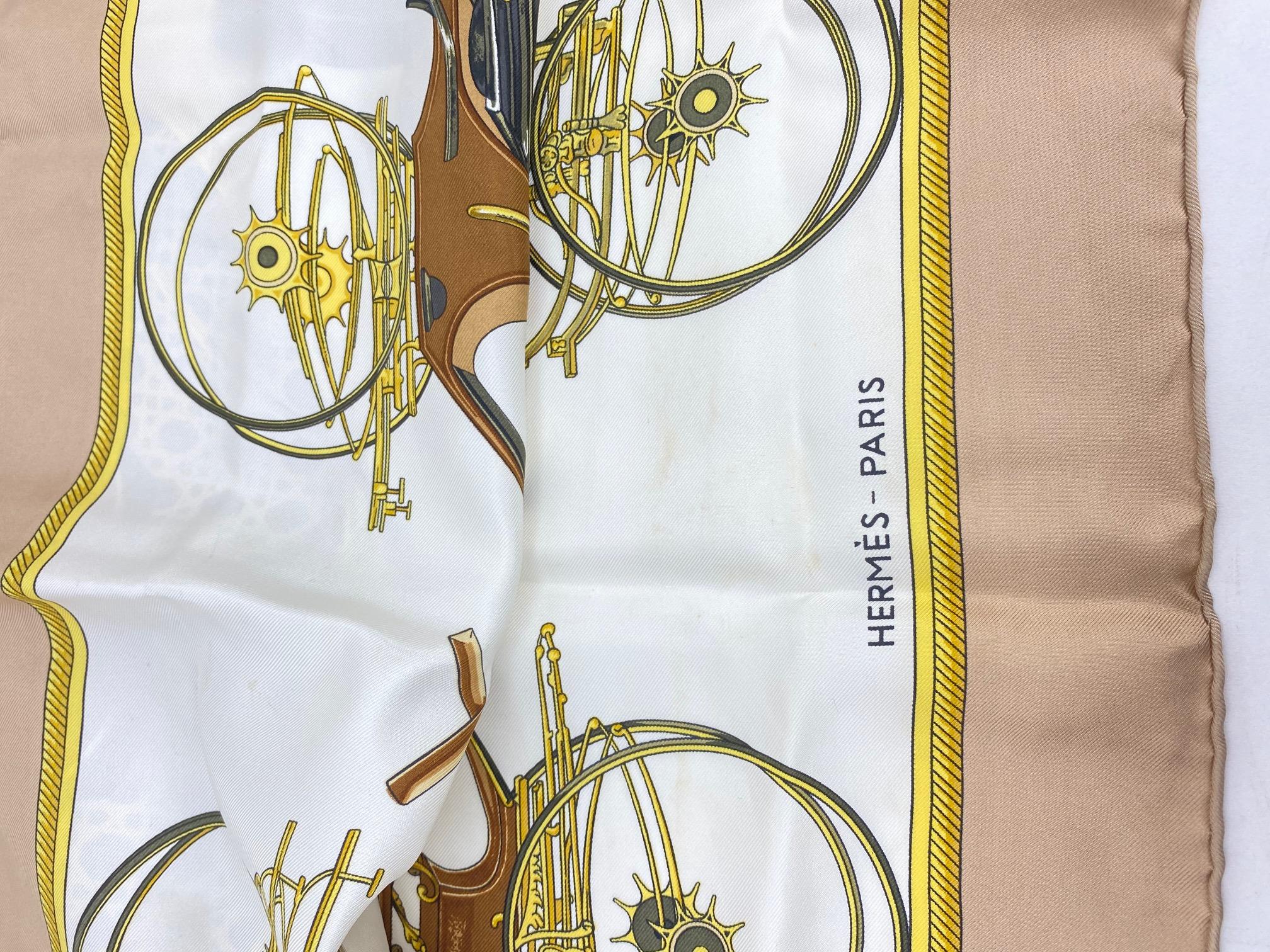 Hermes Scarf Silk Les Voitures A Transformation Carriages W/Box For Sale 4