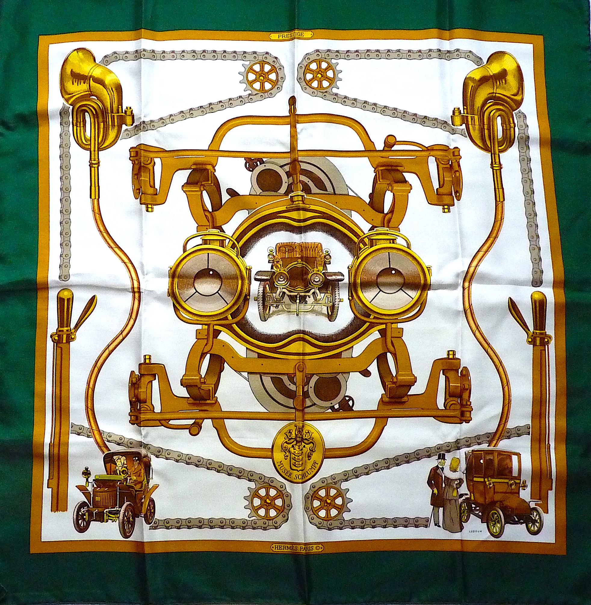 Hermes Scarf Special Edition for Musée Schlumpf in 1971 by Ledoux, New in Box In Excellent Condition For Sale In CHAMPEAUX-SUR-SARTHE, FR