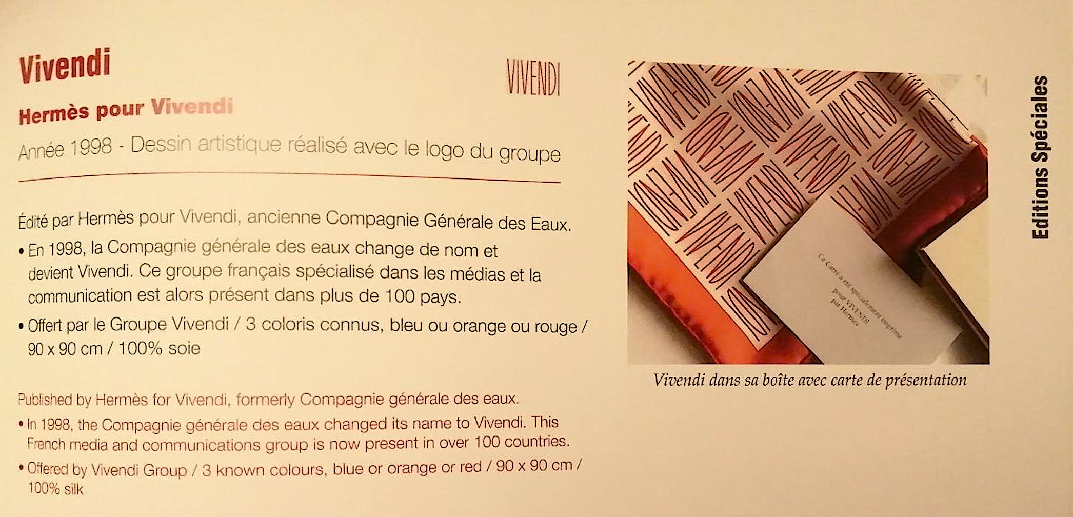 Foulard Hermès Edition spéciale pour Vivendi en 1998 en vente 6