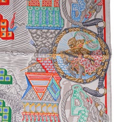 Foulard Hermes Super Silk Quest Argent Coral Multicolore 90