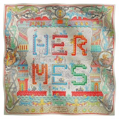 Foulard Hermes Super Silk Quest Argental Coral Multicolore 90
