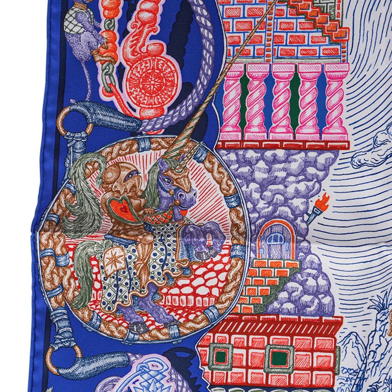 Carré Hermès « Super Silk Quest » 90 Cm En Soie - Neuf Avec étiquettes - Multicolore