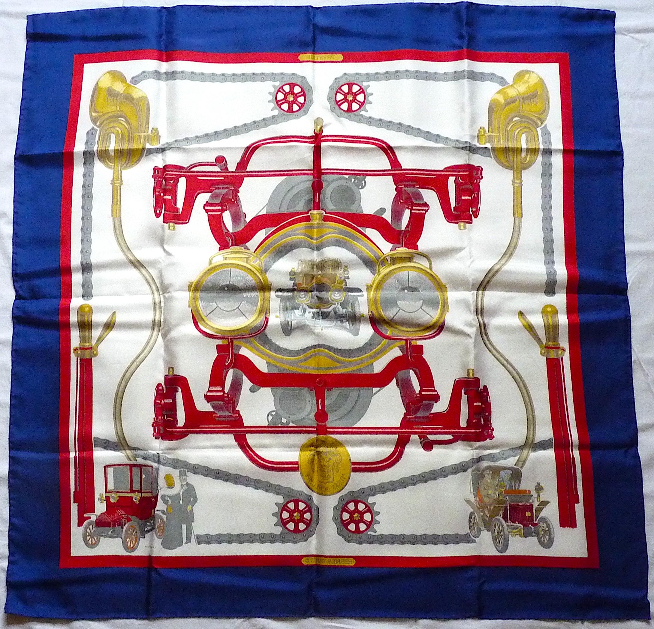 Hermes Scarf Teuf Teuf Special Edition for Musée Schlumpf in 1971 by Ledoux For Sale 2