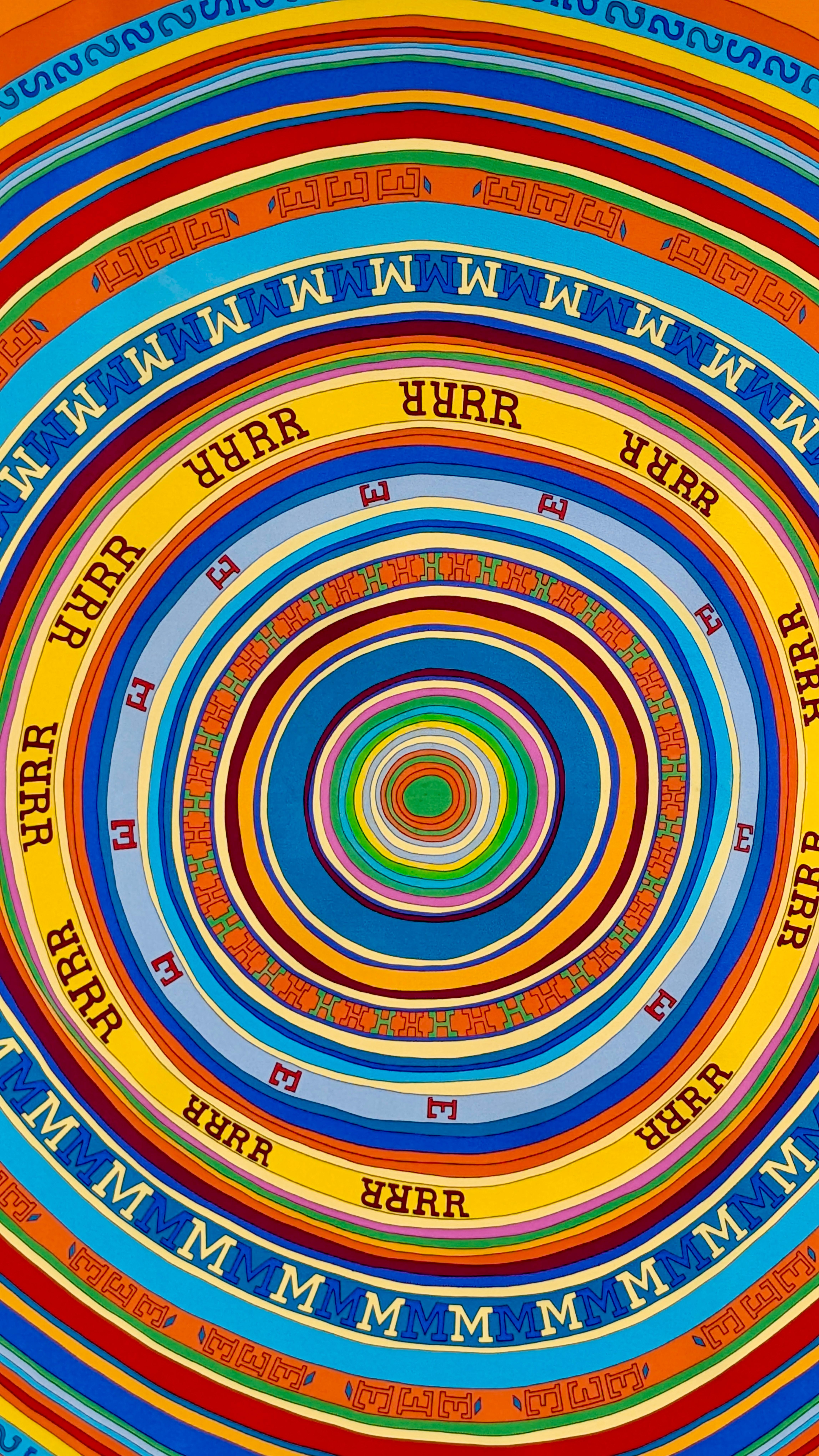 Pañuelo Hermès de sarga de seda  Tohu Bohu  (Caos)
Diseñado por Claudia Stuhlhofer-Mayr y publicado por primera vez en 2004.  
100% seda
Derechos de autor
Dobladillo enrollado a mano
Cuidado de etiquetas
Fabricado en Francia
Naranja multicolor
cm.