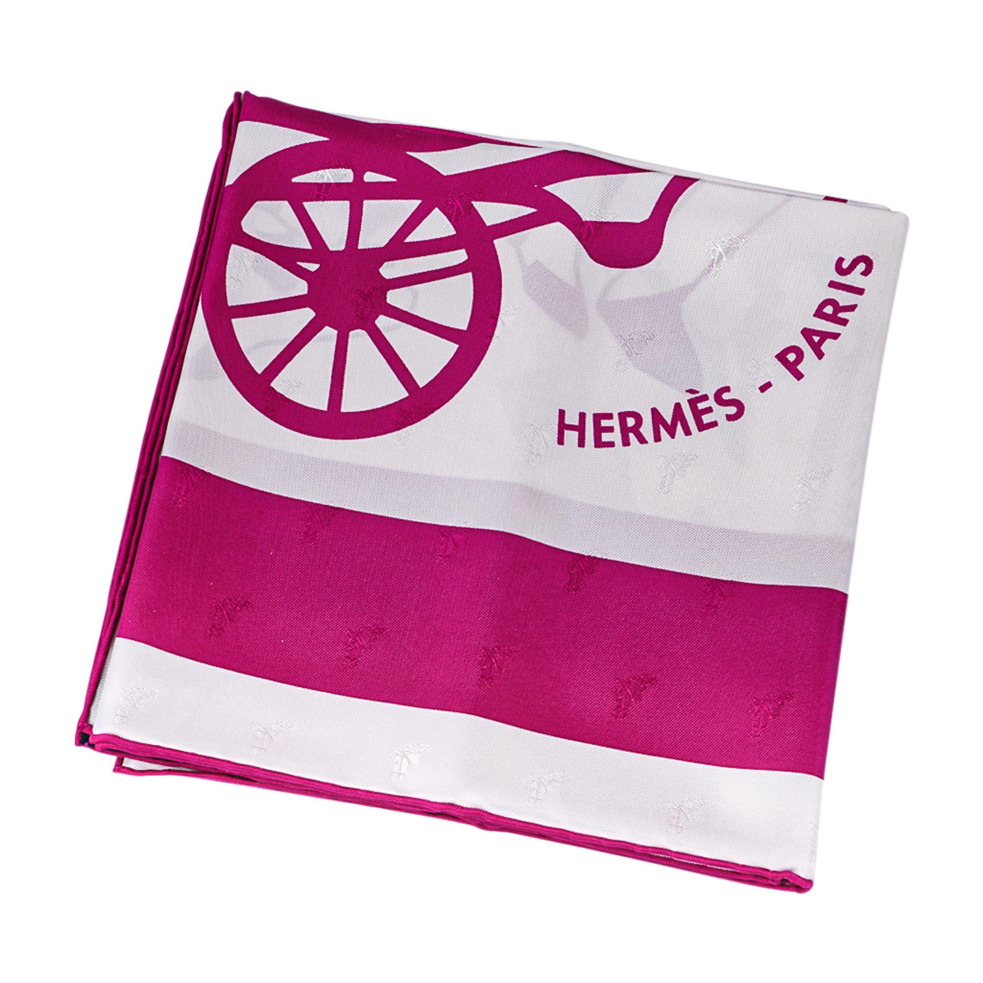 Hermes Scarf Tout En Carre Pink / White Silk 90 New w/Box 5