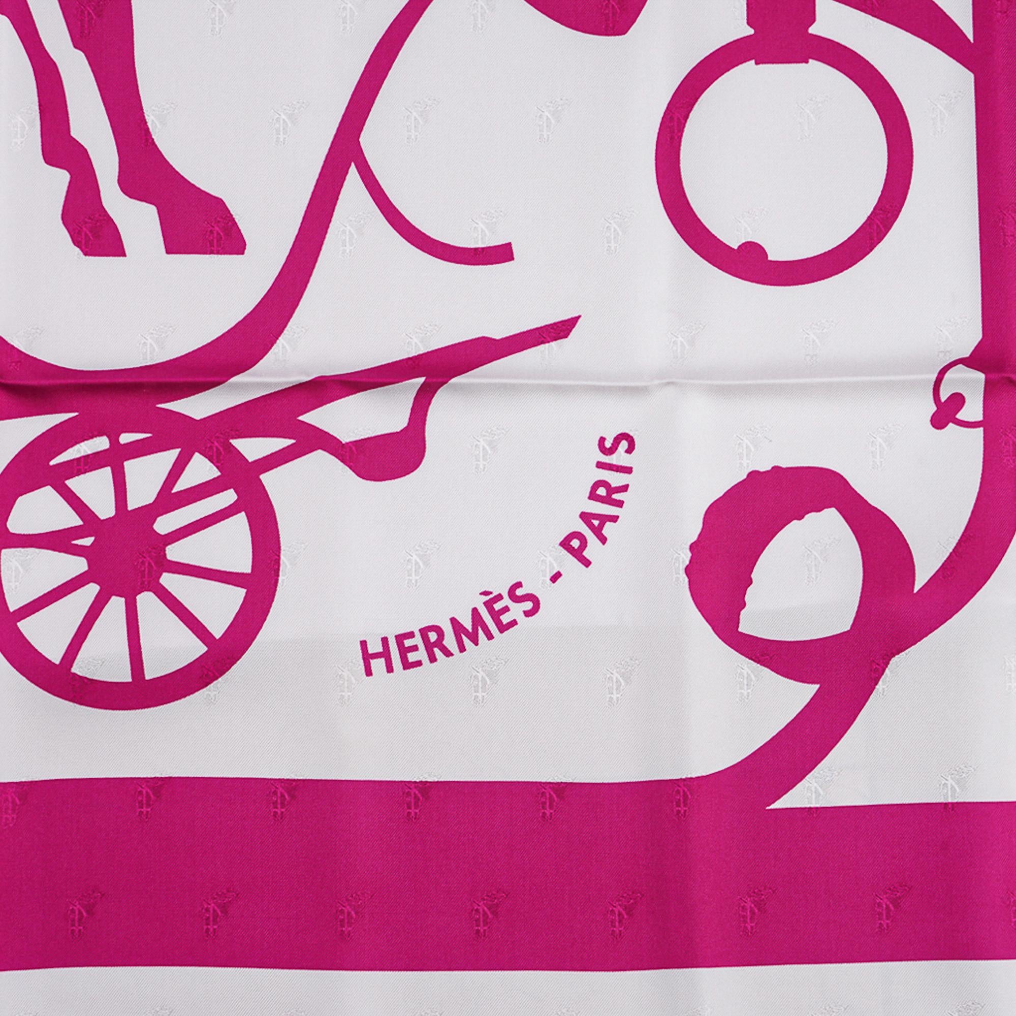 Women's Hermes Scarf Tout En Carre Pink / White Silk 90 New w/Box