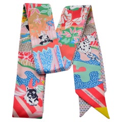 Hermes Scarf Twillie  5 x 165 cm Pointille Liberte  Rose/Bleu NEW