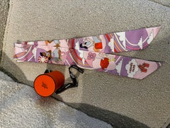 HERMES Scarf Twilly CARRES VOLANTS Lila Rose Pale Flying Carre Silk