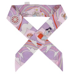 HERMES Scarf Twilly CARRES VOLANTS Lila Rose Pale Flying Carre Silk