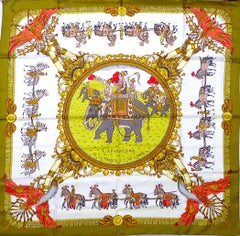 Foulard Hermès avec boîte "Caparaçons de la France et de l'Inde" par LeDoux