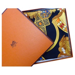 Hermes Scarf w Box Le Triomphe du Paladin by Julie Abadie, 1999