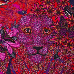 Hermès - Écharpe Wild Singapore rouge / violet / beige 90, neuve avec boîte