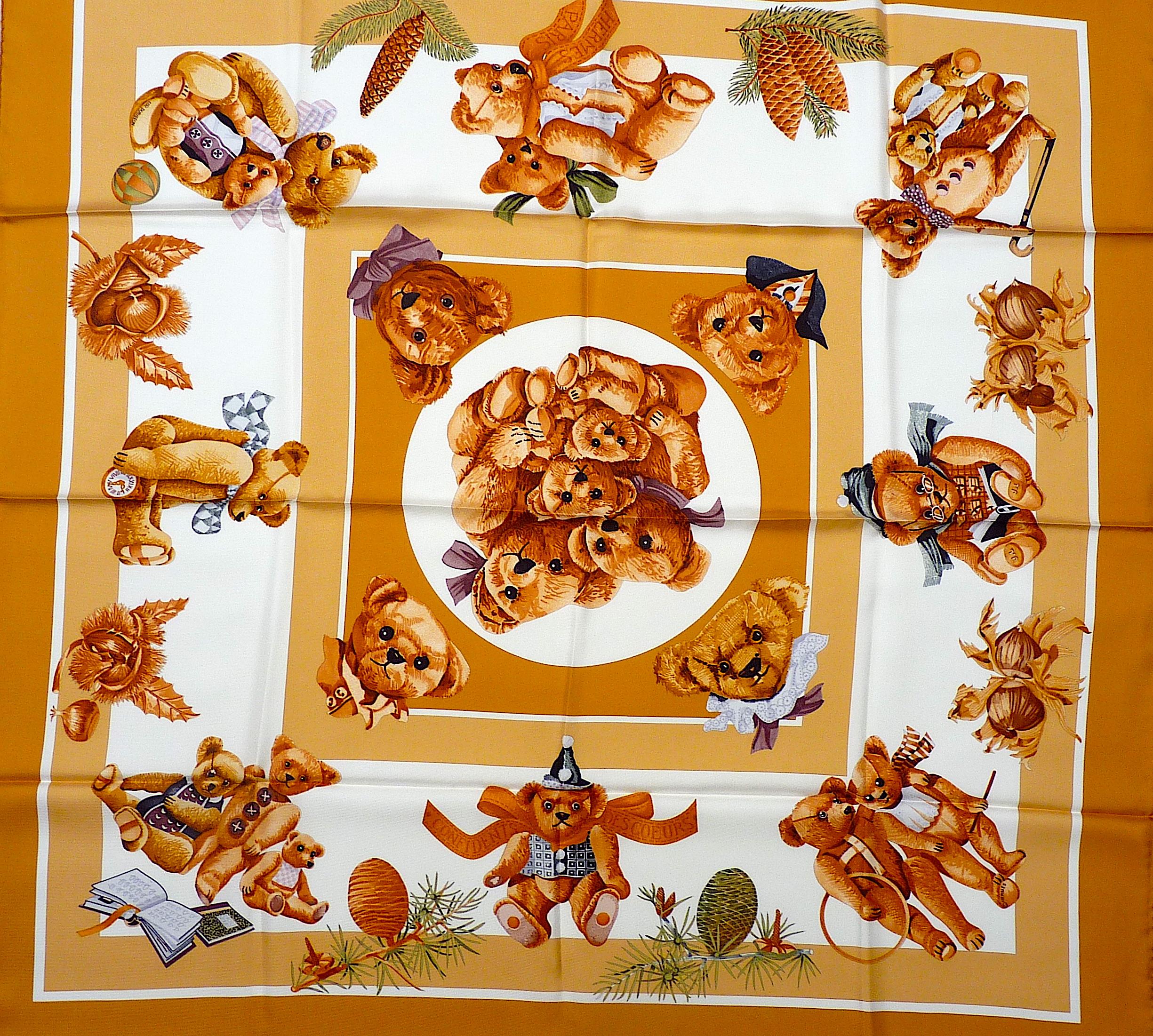 Beige Hermes Scarf with Box 