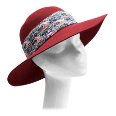 Hermes Scarlett Rabbit Felt Hat with silk bandeau