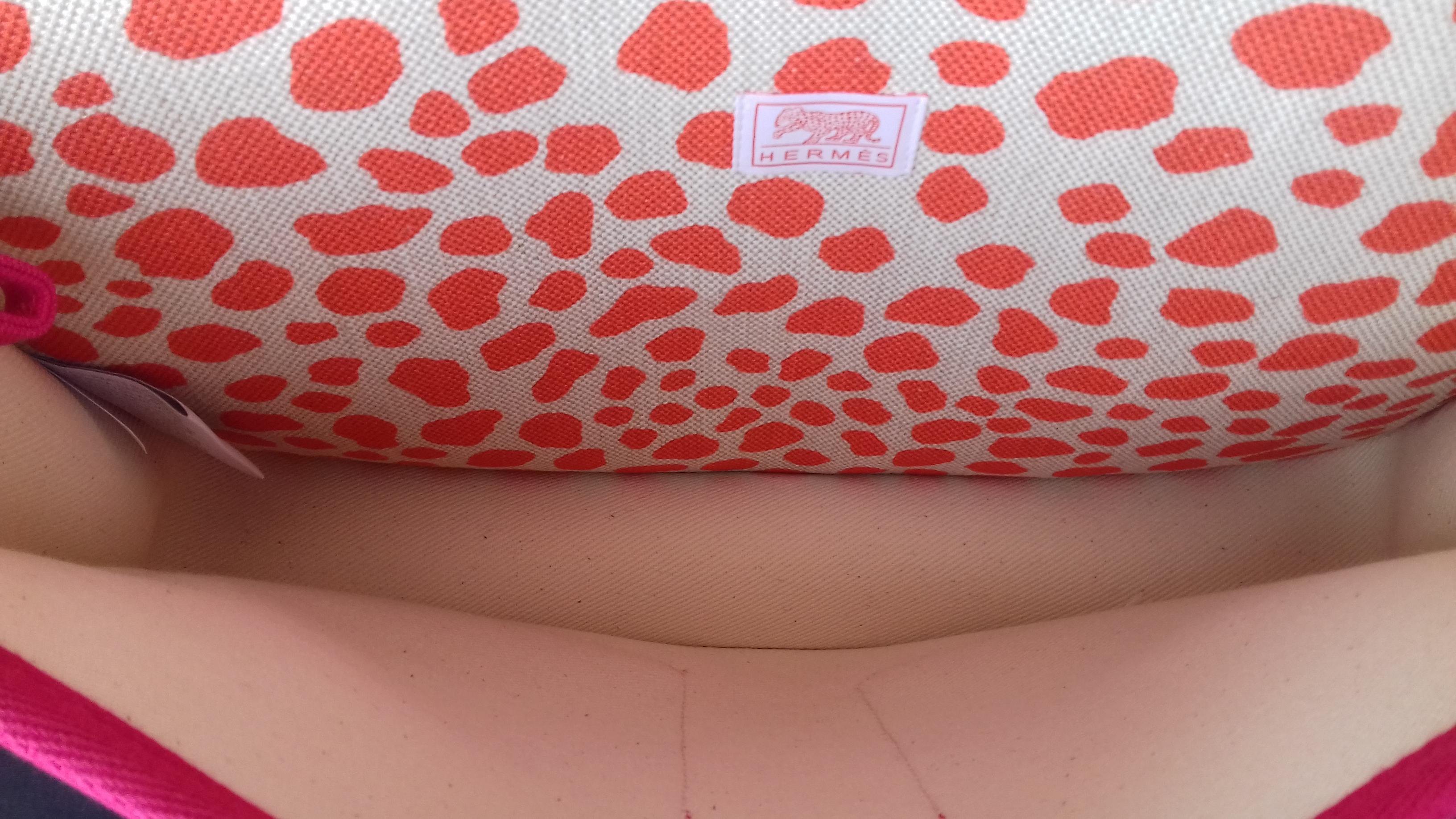 Hermès School Bag Cartable Toile Jeux dans la Jungle Pink Tangerine 3 ways  4