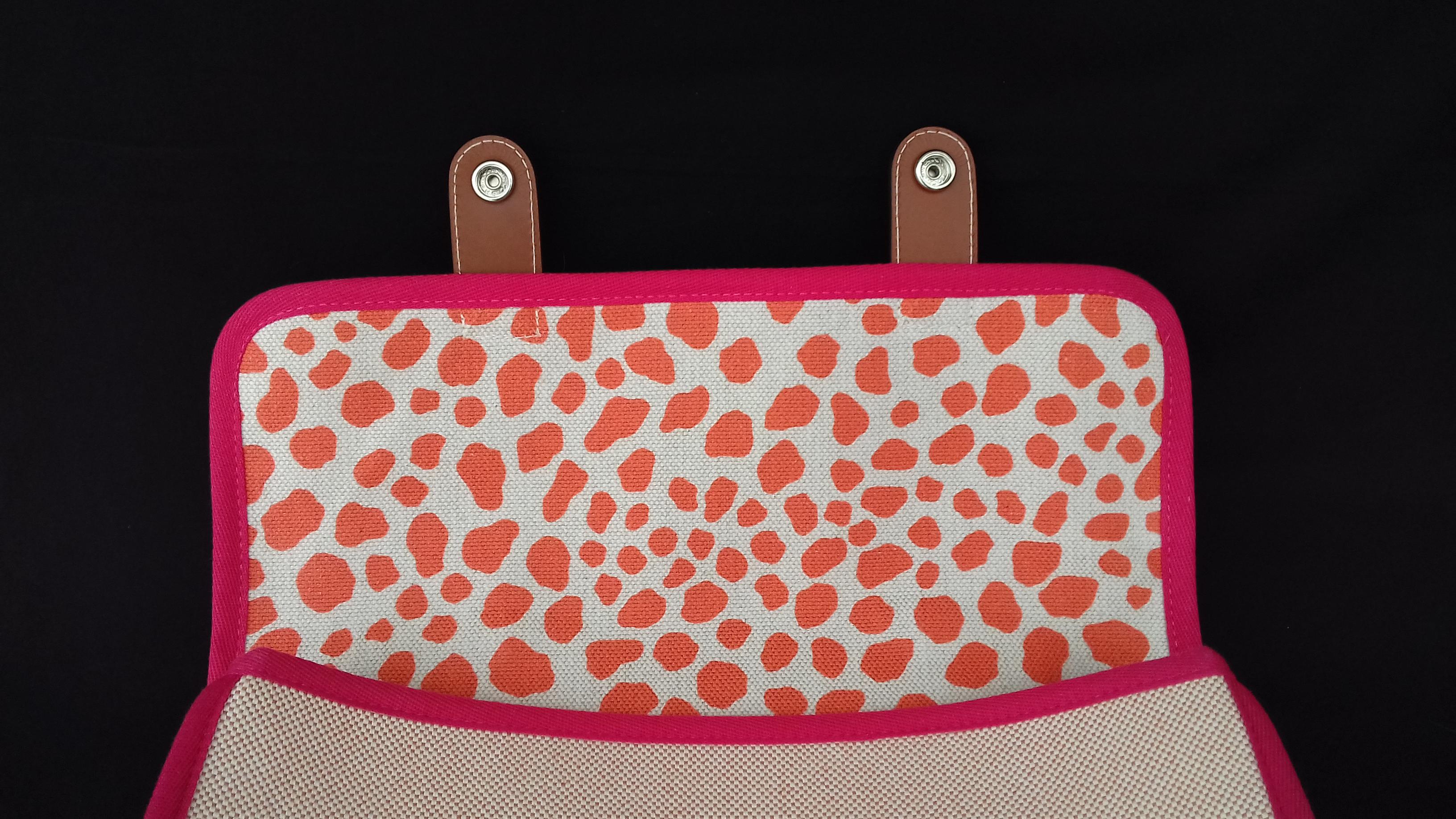 Hermès School Bag Cartable Toile Jeux dans la Jungle Pink Tangerine 3 ways  6