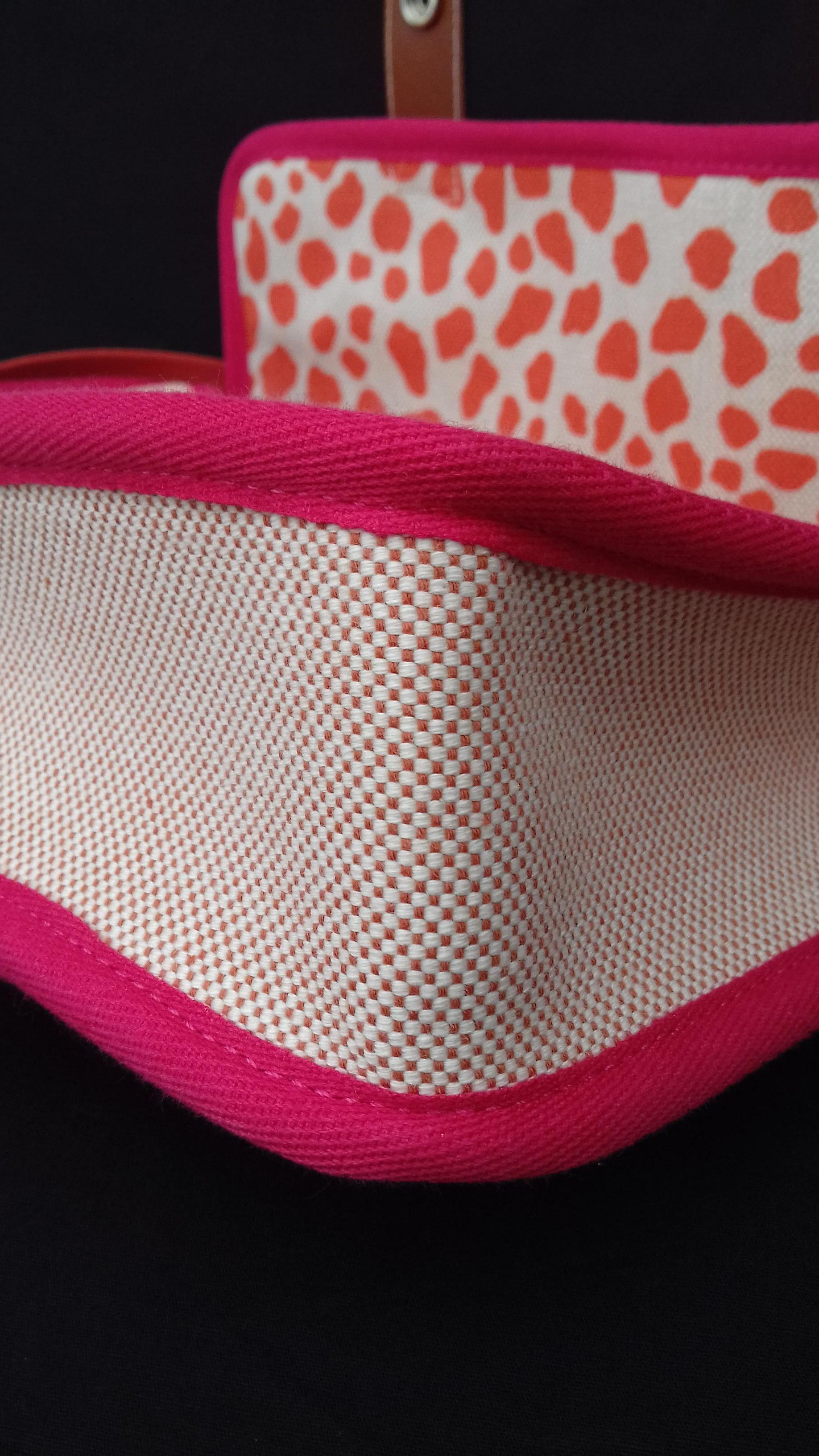 Hermès School Bag Cartable Toile Jeux dans la Jungle Pink Tangerine 3 ways  9