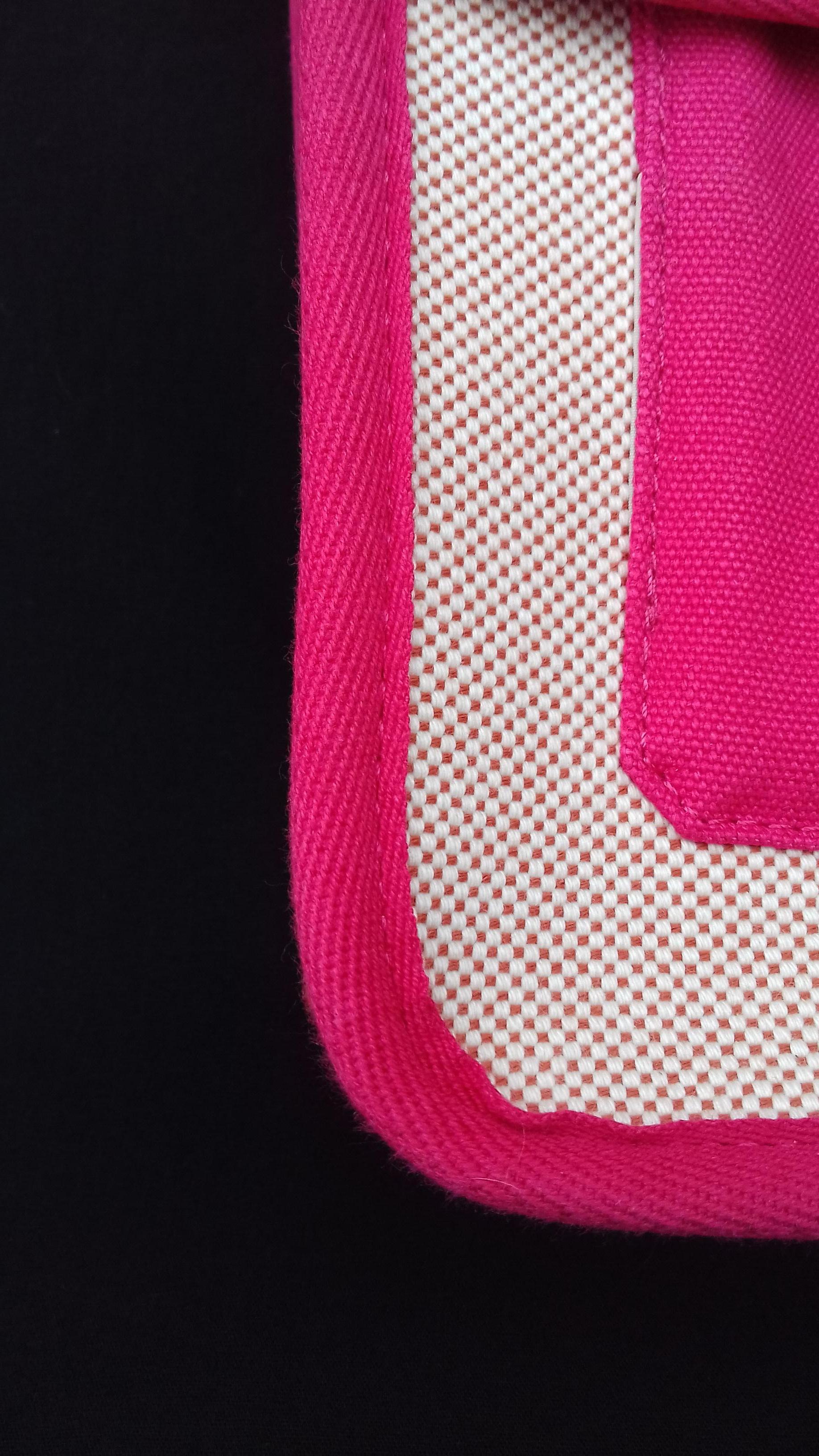 Hermès School Bag Cartable Toile Jeux dans la Jungle Pink Tangerine 3 ways  13