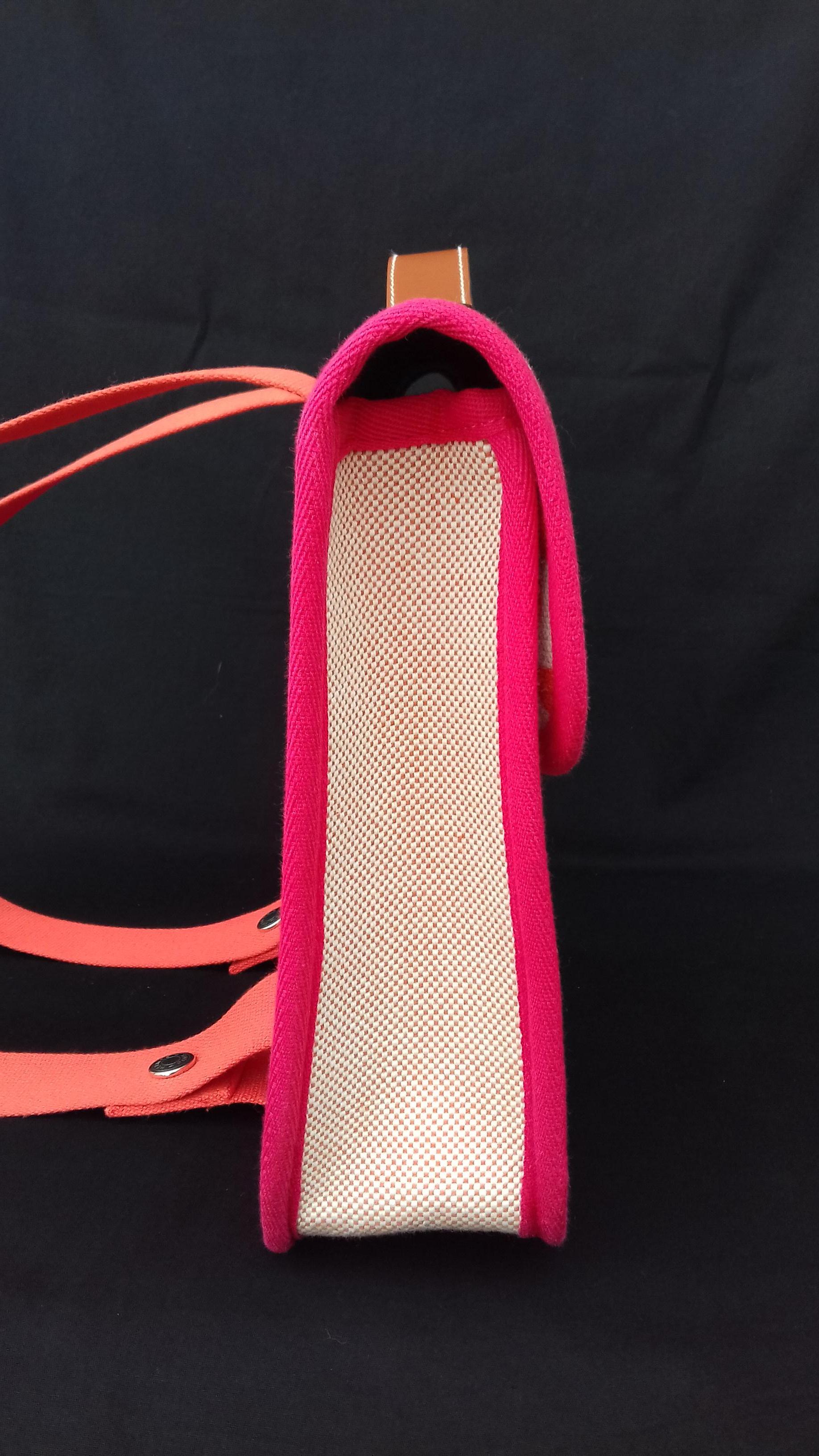 Hermès School Bag Cartable Toile Jeux dans la Jungle Pink Tangerine 3 ways  1