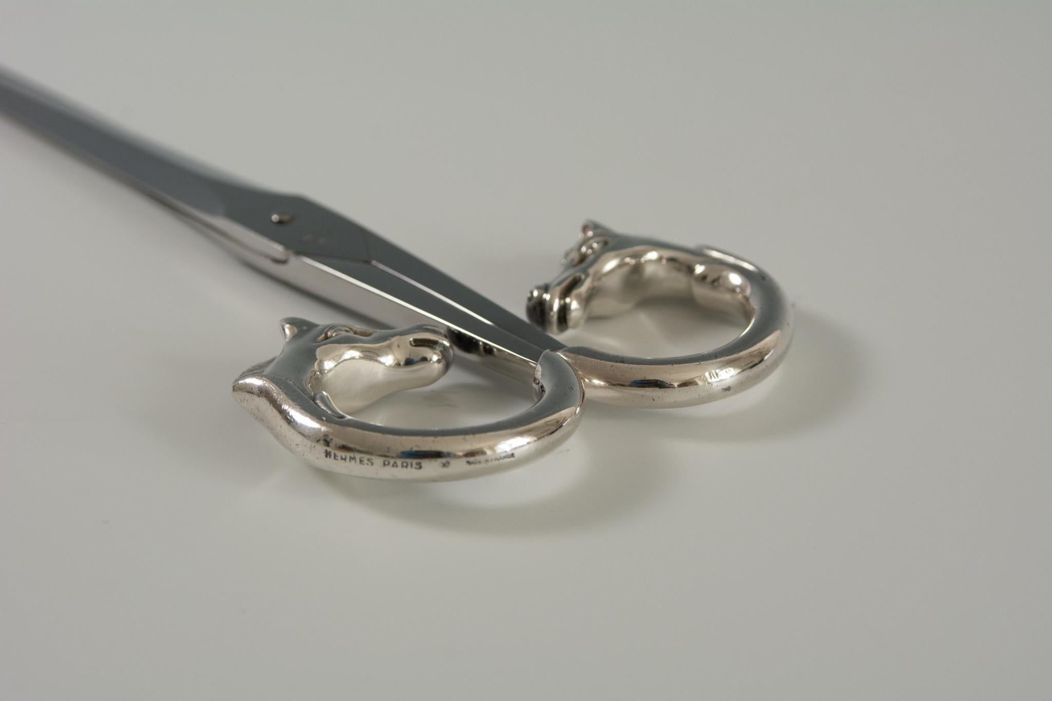 Cast Hermès, Scissors Equestrian Horse Head in Silver Plate, 1960's-1970's Paris For Sale