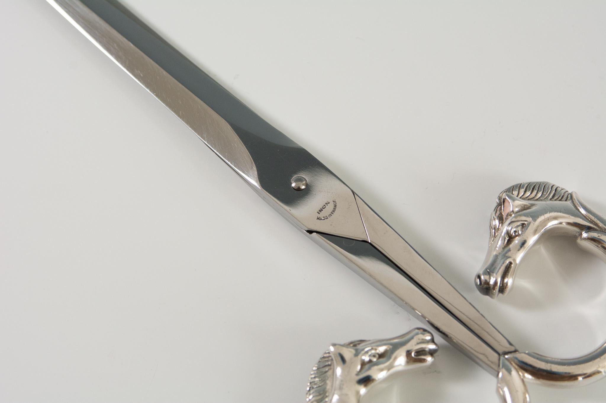 Hermès, Scissors Equestrian Horse Head in Silver Plate, 1960's-1970's Paris In Good Condition For Sale In Lausanne, CH