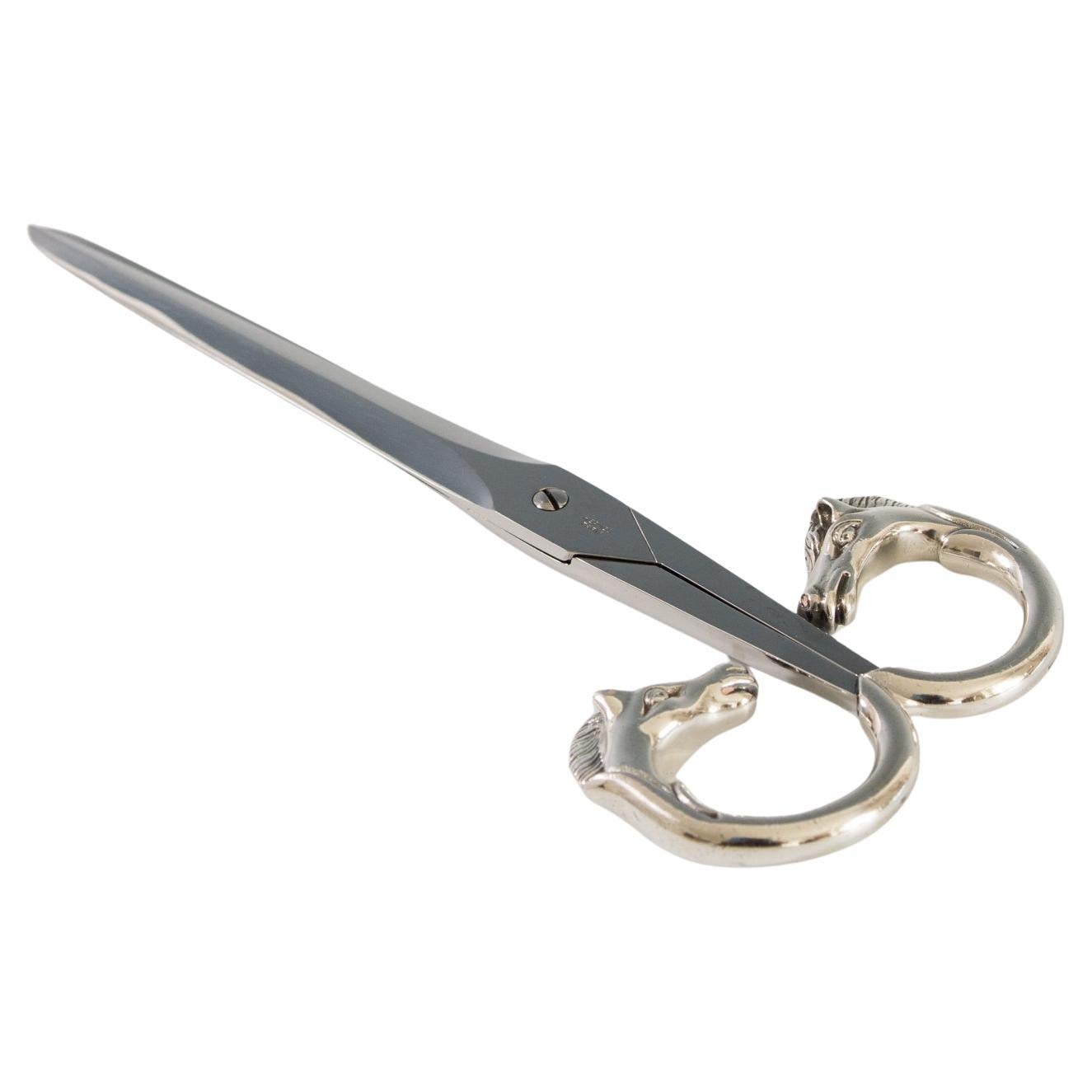 Hermès, Scissors Equestrian Horse Head in Silver Plate, 1960's-1970's Paris For Sale