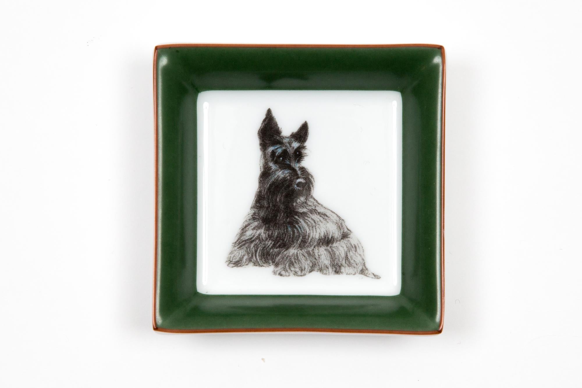Hermes Scottish Terrier Dog Porcelain Ashtray Organizer For Sale 2