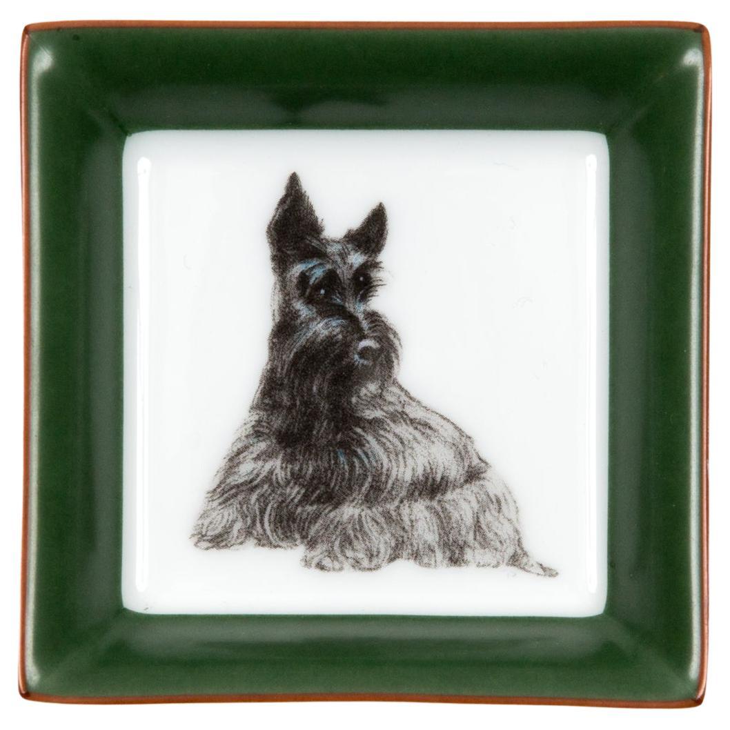 Hermes Scottish Terrier Dog Porcelain Ashtray Organizer For Sale