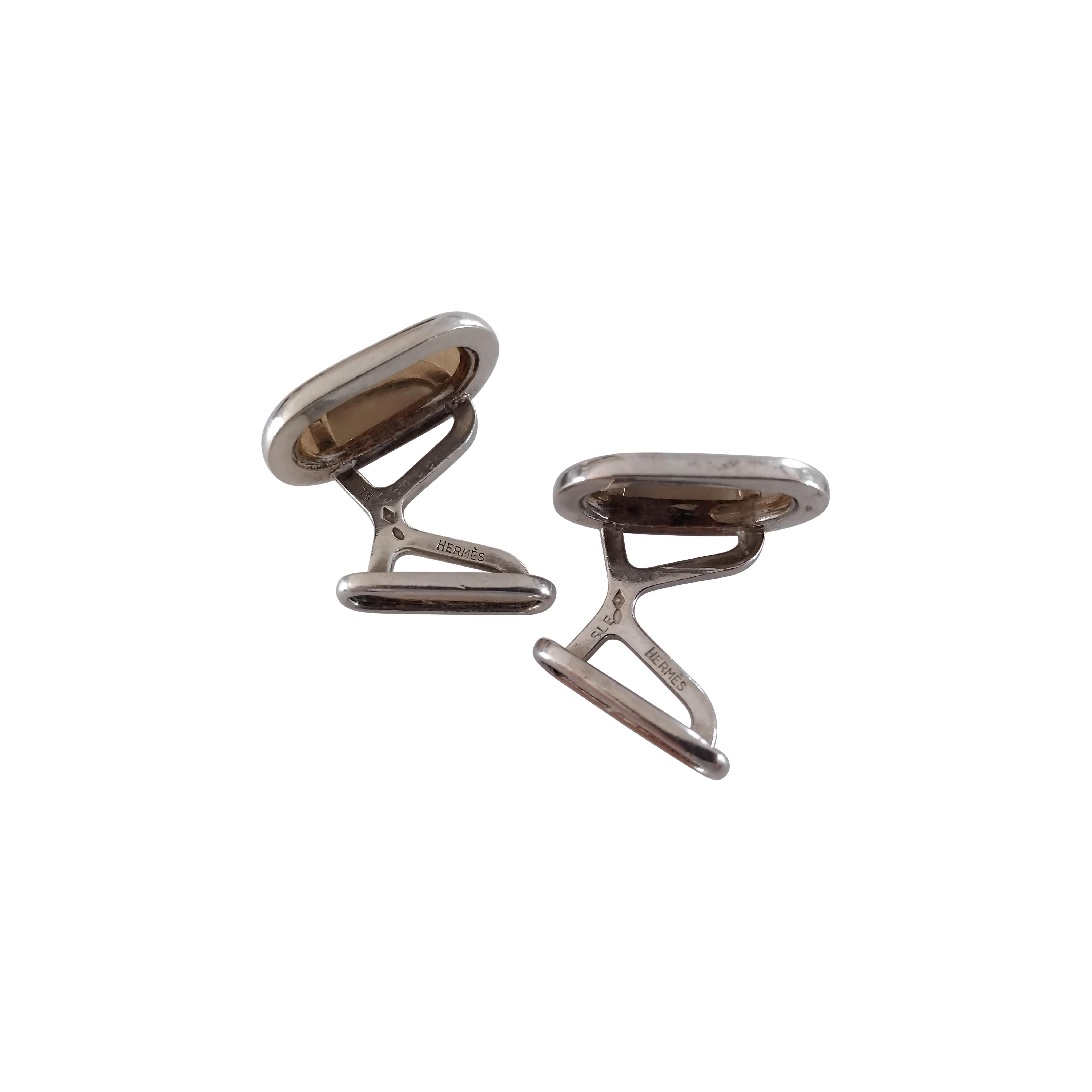 Hermès Sea Anchor Gold Silver Cufflinks For Sale 6