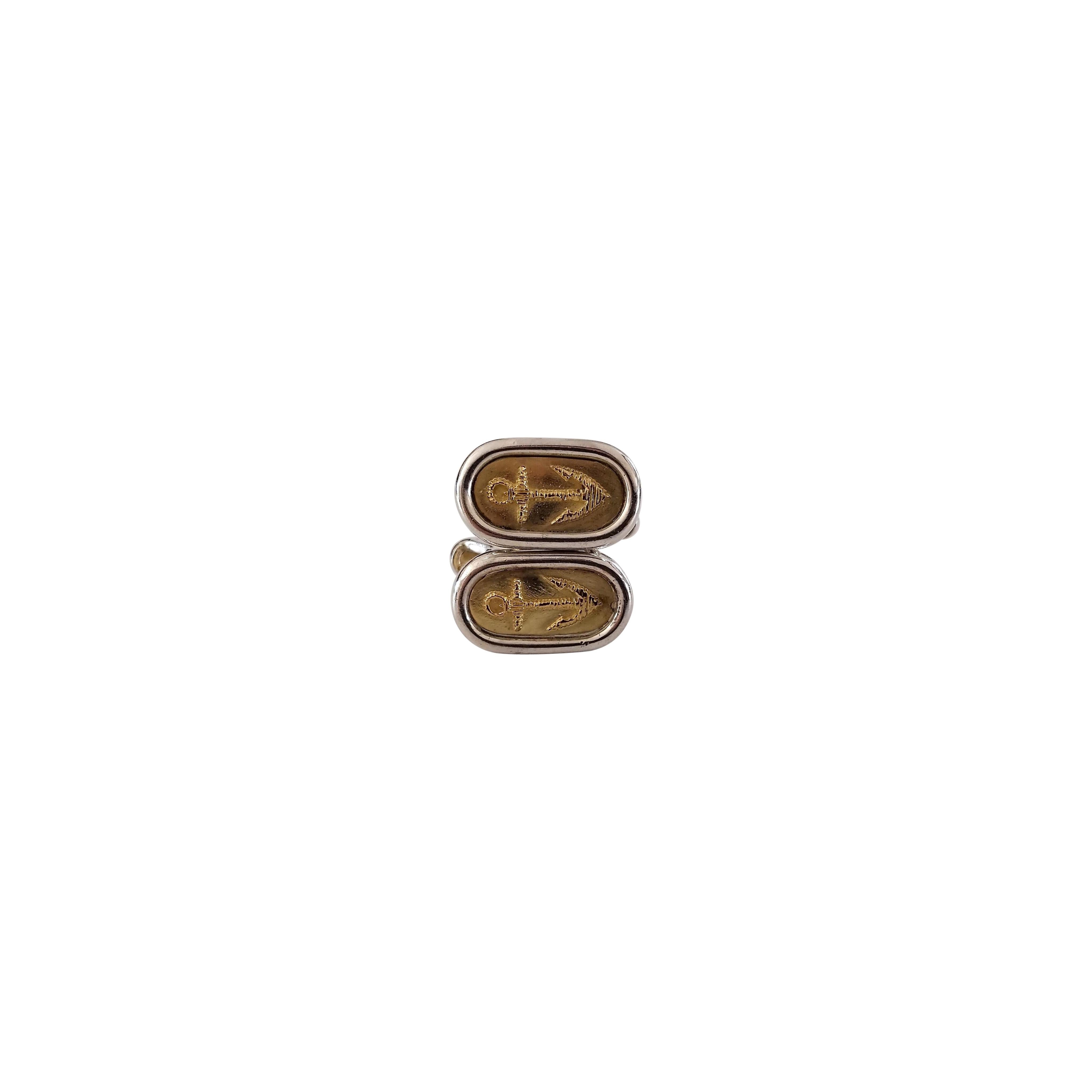 Hermès Sea Anchor Gold Silver Cufflinks For Sale 10