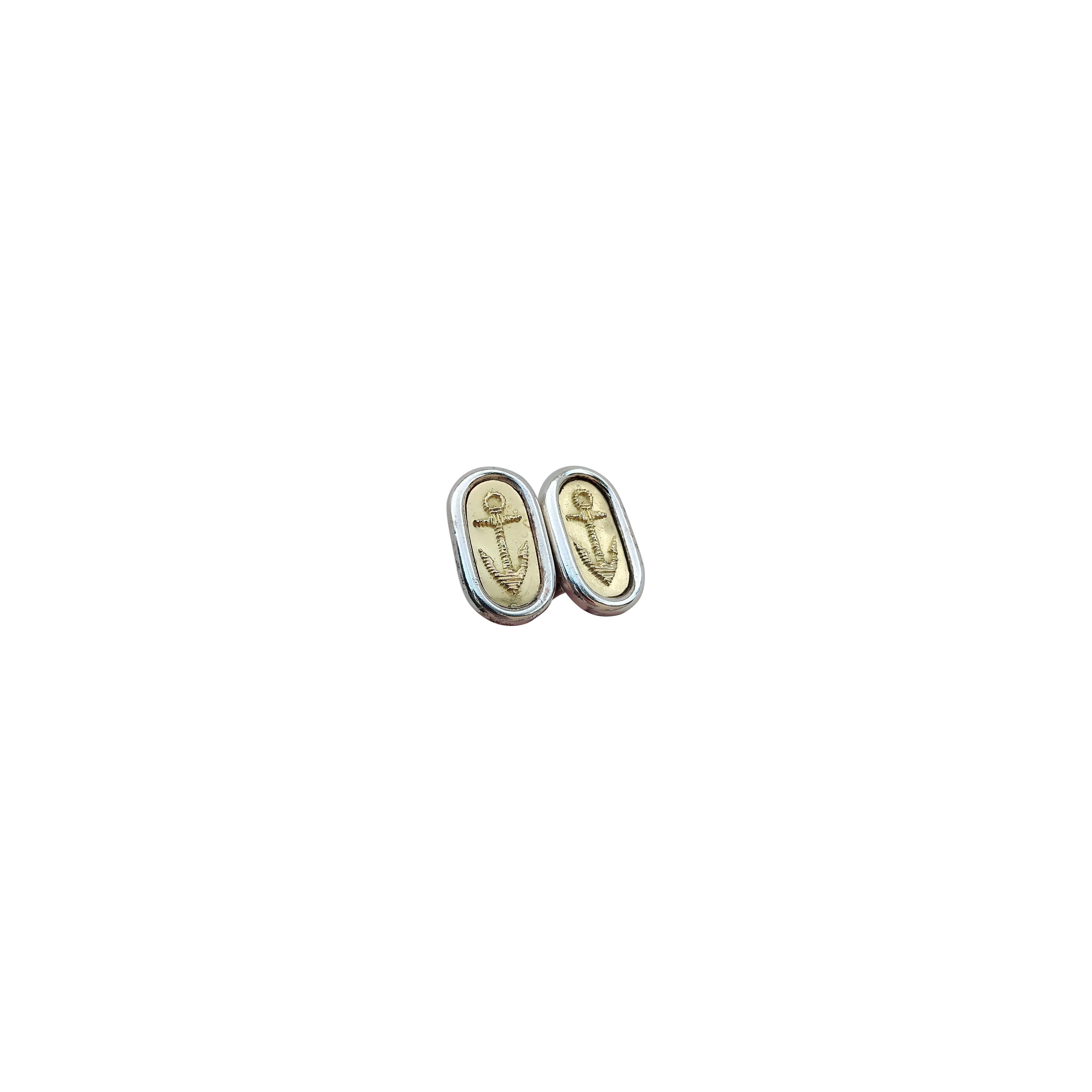 Hermès Sea Anchor Gold Silver Cufflinks For Sale 2