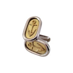 Hermès Seeanker Gold Silber Manschettenknöpfe