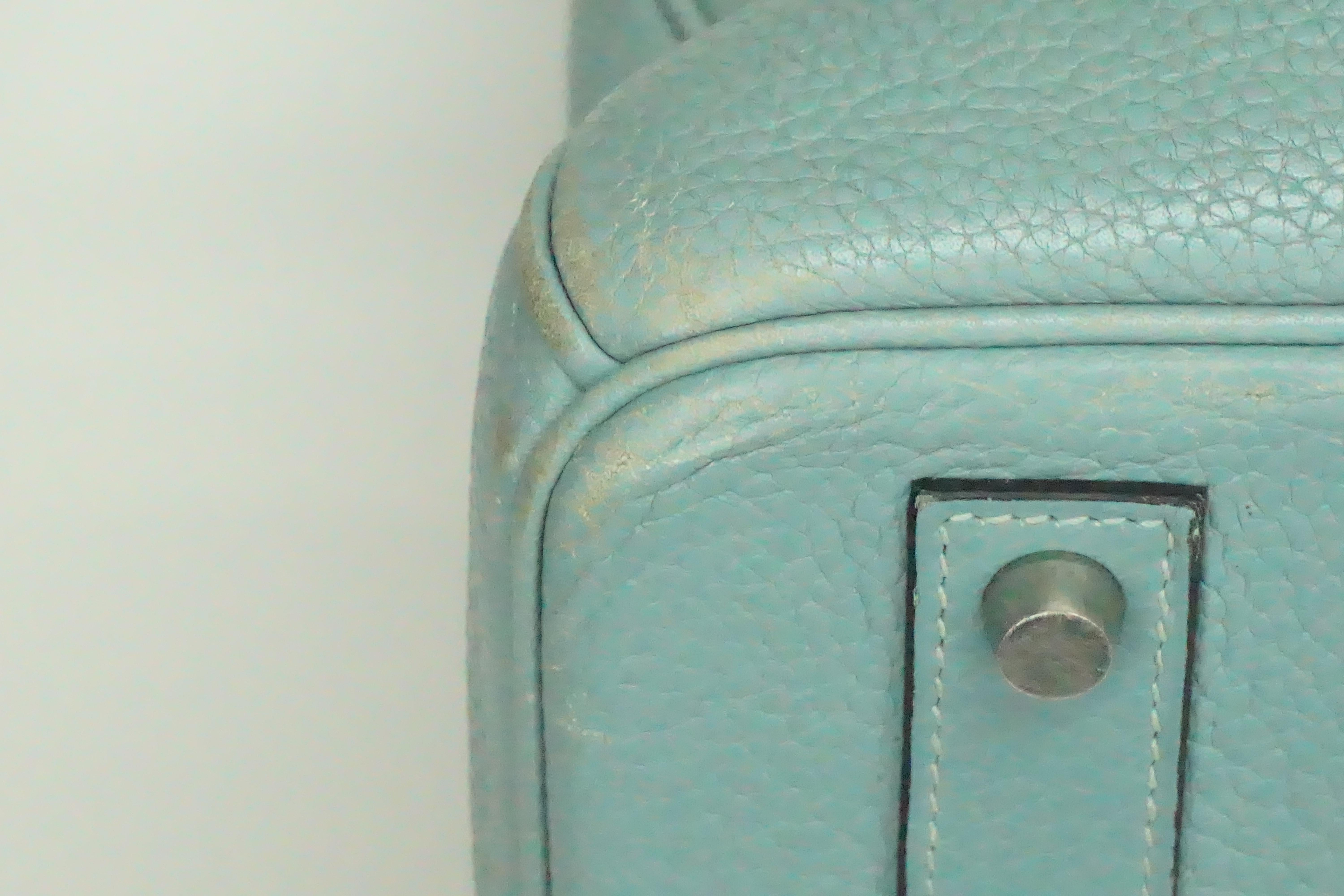 Blue Hermes Sea Foam Togo 40 CM Birkin Handbag - PHW 2009