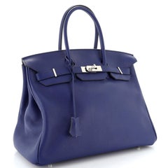 Hermes Sea Surf Birkin Bag Bleu Saphir Novillo with Palladium Hardware 35